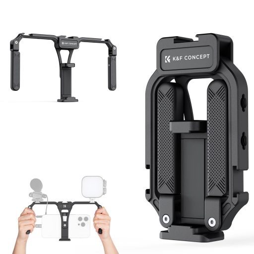 K&F Concept telefon rig, cage, univerzális keret, összecsukható, 3db vakupapucs, állványmenet