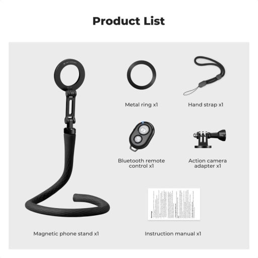 K&F Concept hajlítható selfie bot, Magsafe, GoPro adapter, bluetooth kioldó
