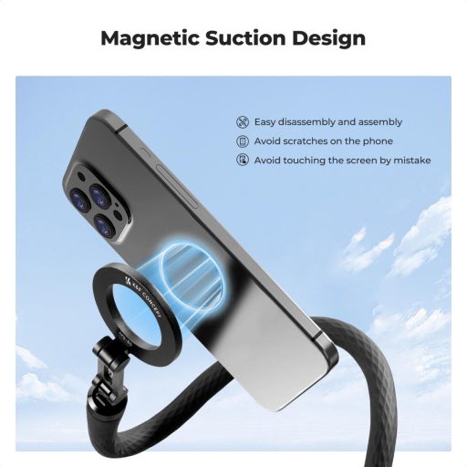 K&F Concept hajlítható selfie bot, Magsafe, GoPro adapter, bluetooth kioldó