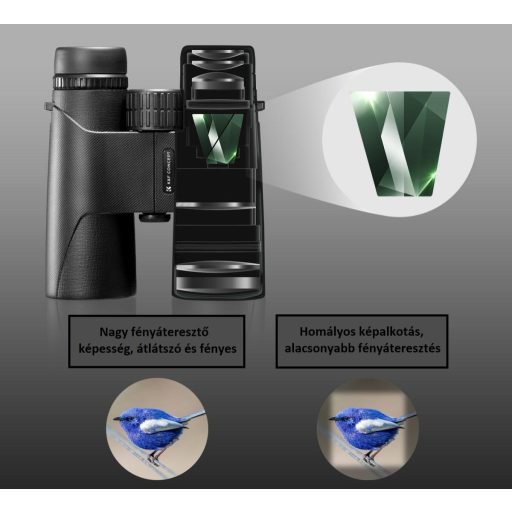 K&F Concept 10x42 HD távcső, BAK4, állvány adapterrel, fekete