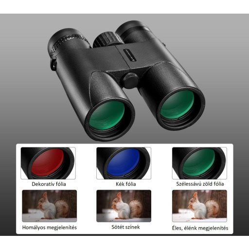 K&F Concept 10x42 HD távcső, BAK4, állvány adapterrel, fekete