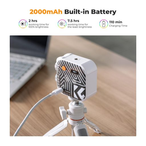 K&F Concept RGB LED lámpa, 2500-9900K, CRI 96+, 2000mAh, 21 fényeffekt, fehér