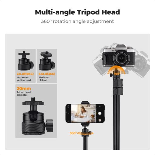 K&F Concept C-Clamp multifunkciós, állítható asztali állvány rendszer, gömbfej, telefontartó adapter