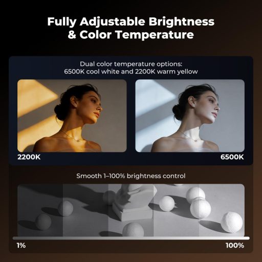 K&F Concept 25W lámpa, WRGB, fókuszálható fény, 20db gobo, 4db szín, 9000mAh, állványmenet, ezüst