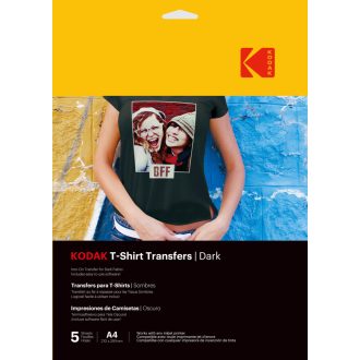   Kodak pólóra vasalható hőtranszfer fotópapírpapír, sötét színű pólókhoz, A4, 5db