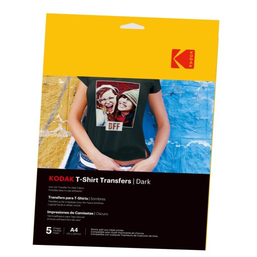 Kodak pólóra vasalható hőtranszfer fotópapírpapír, sötét színű pólókhoz, A4, 5db