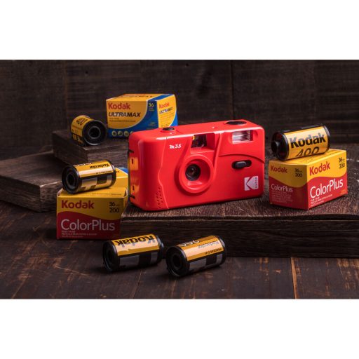 Kodak M35 analóg filmes fényképezőgép, 35 mm filmhez, skarlátvörös