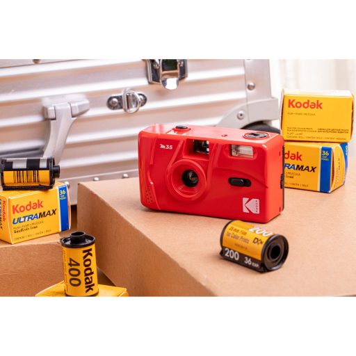 Kodak M35 analóg filmes fényképezőgép, 35 mm filmhez, skarlátvörös