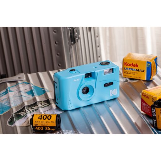 Kodak M35 analóg filmes fényképezőgép, 35 mm filmhez, kék