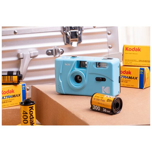 Kodak M35 analóg filmes fényképezőgép, 35 mm filmhez, kék