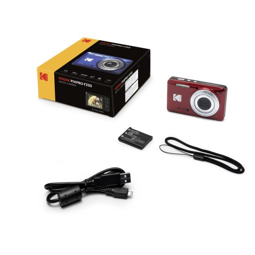 Kodak Pixpro FZ55 nagy teljesítményű kompakt digitális fényképezőgép, piros