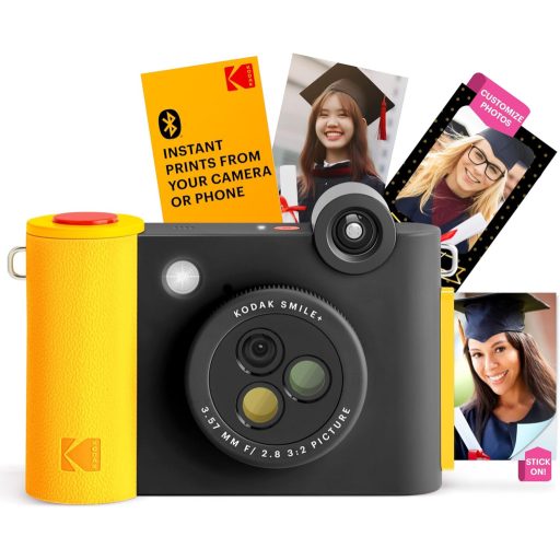 Kodak Smile+ instant fényképezőgép, mobilnyomtató, (Android/IOS) Zink 2x3" papírméret, fekete sárga