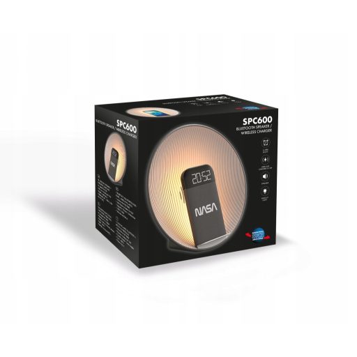 Nasa SPC600 digitális ébresztőóra, bluetooth hangszóró, vezeték nélküli telefontöltő