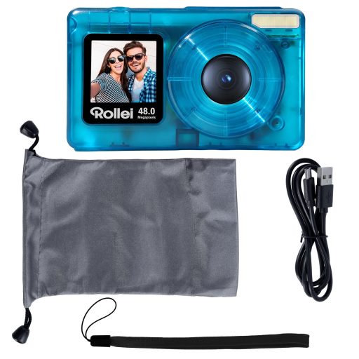 Rollei Compactline Pocket Transparent digitális fényképezőgép, kék