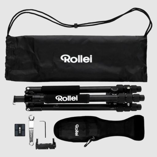 Rollei C5-i állvány + monopod + gömbfej + telefontartó adapter + táska, narancssárga