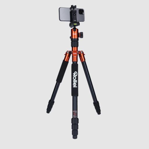 Rollei C5-i állvány + monopod + gömbfej + telefontartó adapter + táska, narancssárga