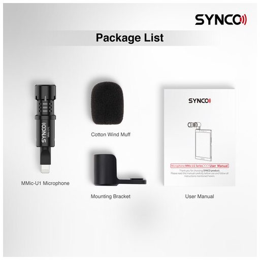 Synco MMic-U1L mini okostelefon mikrofon, Lightning csatlakozóval