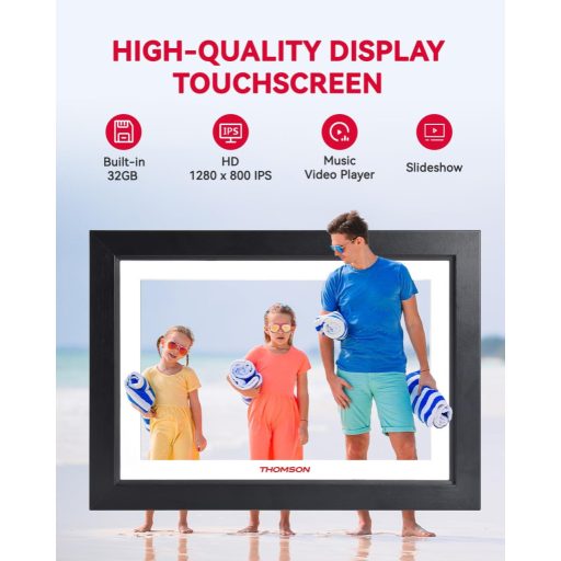 Thomson 1001W digitális képkeret 10" 1280x800, WiFi képátvitel mobilappról, érintőkijelző, fekete