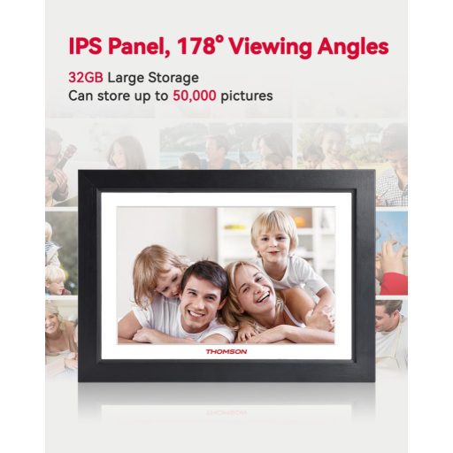 Thomson 1001W digitális képkeret 10" 1280x800, WiFi képátvitel mobilappról, érintőkijelző, fekete