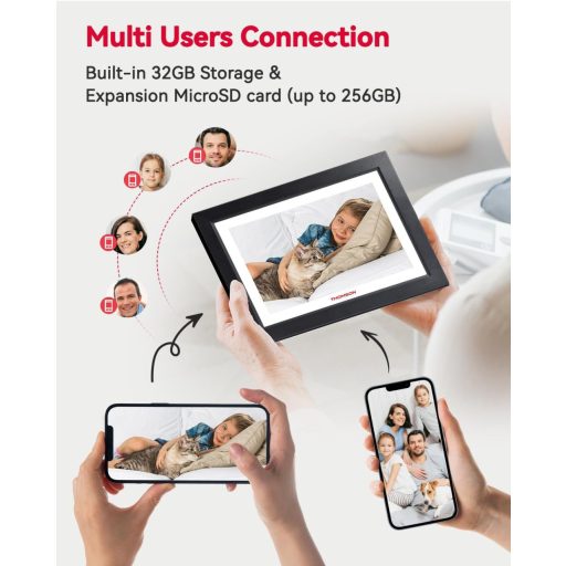 Thomson 1001W digitális képkeret 10" 1280x800, WiFi képátvitel mobilappról, érintőkijelző, fekete