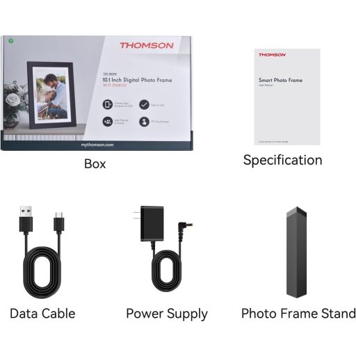 Thomson 1001W digitális képkeret 10" 1280x800, WiFi képátvitel mobilappról, érintőkijelző, fekete