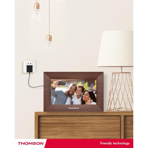Thomson 7001P digitális képkeret 7" 1024x600, WiFi képátvitel mobilappról, érintőkijelző, barna