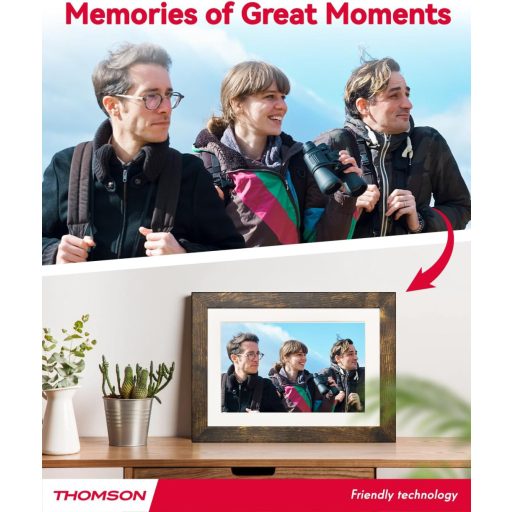 Thomson 8001W digitális képkeret 8" 1280x800, WiFi képátvitel mobilappról, érintőkijelző, barna