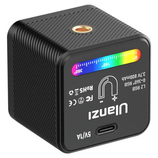 Ulanzi L2 RGB COB LED, vízálló IP68, 11 effekt , 800mAh, Oled kijelző, mágneses váz, 4cm
