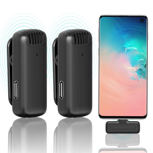 Ulanzi J12 vezeték nélküli Lavalier mikrofon, 2 mikrofon és 1 vevő, usb-c csatlakozás, fekete