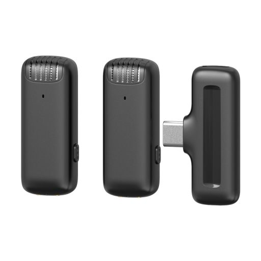 Ulanzi J12 vezeték nélküli Lavalier mikrofon, 2 mikrofon és 1 vevő, usb-c csatlakozás, fekete