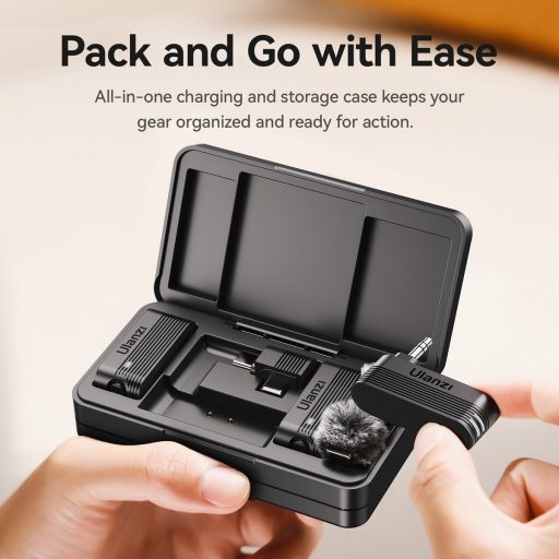 Ulanzi A100 vezeték nélküli lavalier mikrofon, 2 mikrofon és 1 vevő, usb-c, 3,5 jack, fekete