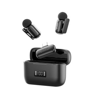   Ulanzi A200 mini csiptetős vezeték nélküli mikrofon, 2db mikrofon, zajszűrés, USB-C, fekete
