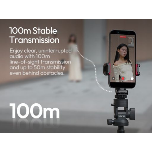 Ulanzi A200 mini csiptetős vezeték nélküli mikrofon, 2db mikrofon, zajszűrés, USB-C, fekete