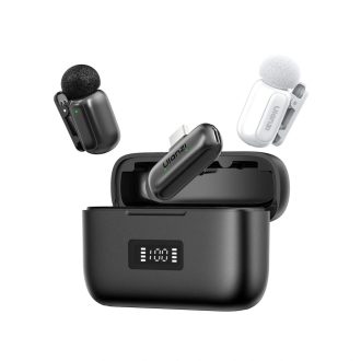   Ulanzi A200 mini csiptetős vezeték nélküli mikrofon, 2db mikrofon, zajszűrés, USB-C, fekete, fehér