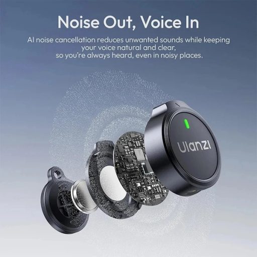 Ulanzi A21 csiptetős vezeték nélküli mikrofon, 2db mikrofon, zajszűrés, USB-C, fekete