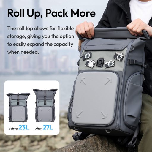 Ulanzi BP04 hardshell fotós hátizsák, 25-27L, U Tag - Apple Find My nyomkövető, szürke