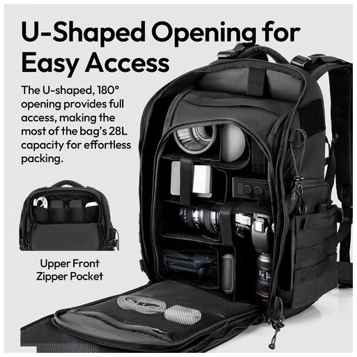 Ulanzi BC007 Tactical fotós hátizsák, 28L, fekete