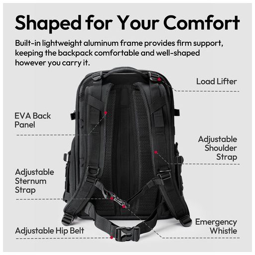 Ulanzi BC007 Tactical fotós hátizsák, 28L, fekete