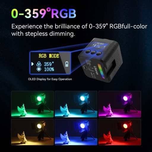 Ulanzi L3 Bi-Color COB, RGB Led, vízálló IP68, 20 effekt , 800mAh, Oled kijelző, mágneses váz, 4cm