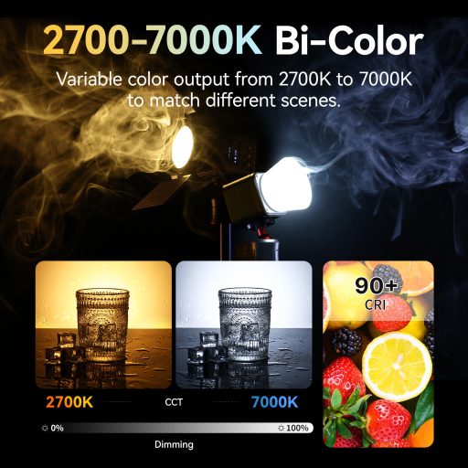 Ulanzi L3 Bi-Color COB, RGB Led, vízálló IP68, 20 effekt , 800mAh, Oled kijelző, mágneses váz, 4cm