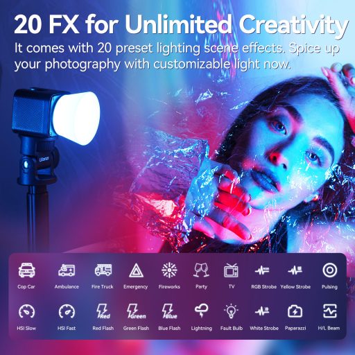 Ulanzi L3 Bi-Color COB, RGB Led, vízálló IP68, 20 effekt , 800mAh, Oled kijelző, mágneses váz, 4cm