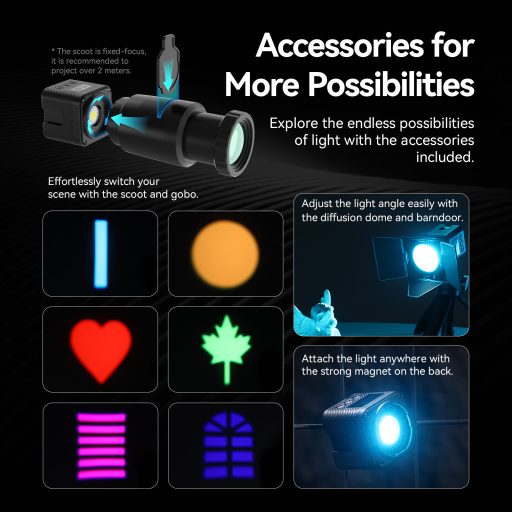 Ulanzi L3 Bi-Color COB, RGB Led, vízálló IP68, 20 effekt , 800mAh, Oled kijelző, mágneses váz, 4cm