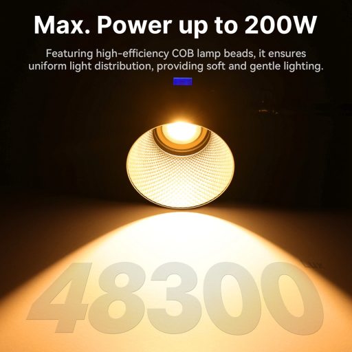 Ulanzi 200W bi-color COB led lámpa, 2700K-6500K, 95CRI, 6 effekt, V-Mount, APP vezérlés, Bowens