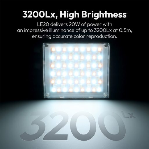 Ulanzi LE20 20W RGB fotó videó LED lámpa, 3200lux, CRI95, ventillátoros hűtés