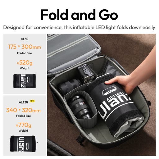 Ulanzi AL120, 120W, önfelfújó Led, 2700-6500K, 10 effekt, 100x27cm, távirányító, APP