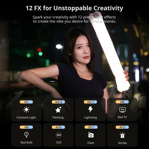 Ulanzi UA20, 20W, felfújható Led cső, cseppálló, 2700-6500K, 12 effekt, 2500mAh, 12x90cm, mágneses