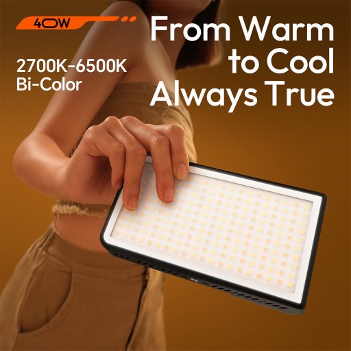 Ulanzi 40W bi-color led lámpa, 14000lux, 37Wh, 2700K-6500K, 95CRI, 8 effekt, hűtőventillátor