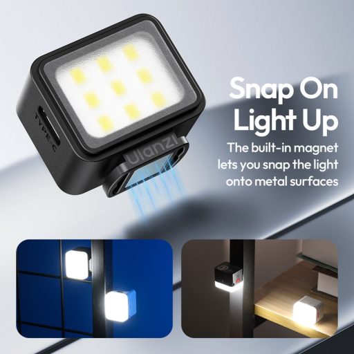 Ulanzi DG01 szuper mini LED lámpa, 5600K, 500mAh, diffúzor, USB-C, fekete