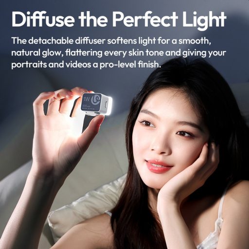 Ulanzi DG01 szuper mini LED lámpa, 5600K, 500mAh, diffúzor, USB-C, fehér