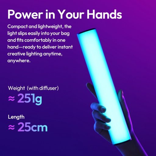 Ulanzi B15RGB 15W, fénycső, cseppálló, 1800-9000K, 3000mAh, mágneses